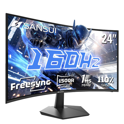 SANSUI 24 Inch Curved 160Hz Gaming Monitor FHD 1080P
