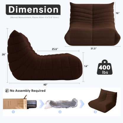 WHGBJA Bean Bag Chairs for Adults, BeanBag Reading Chair Memory Foam Couch, Floor Chair Soft Teddy Material, Comfy Reading Nook Chairs for Bedroom Living Room Office (Brown)
