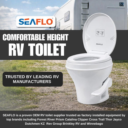 SEAFLO RV Toilet - Residential Height, Gravity Flush, Soft Close