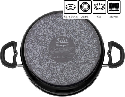 Silit Modesto Line 4-Piece Saucepan Set with Glass Lids Silargan Functional Ceramic Induction Saucepan Black