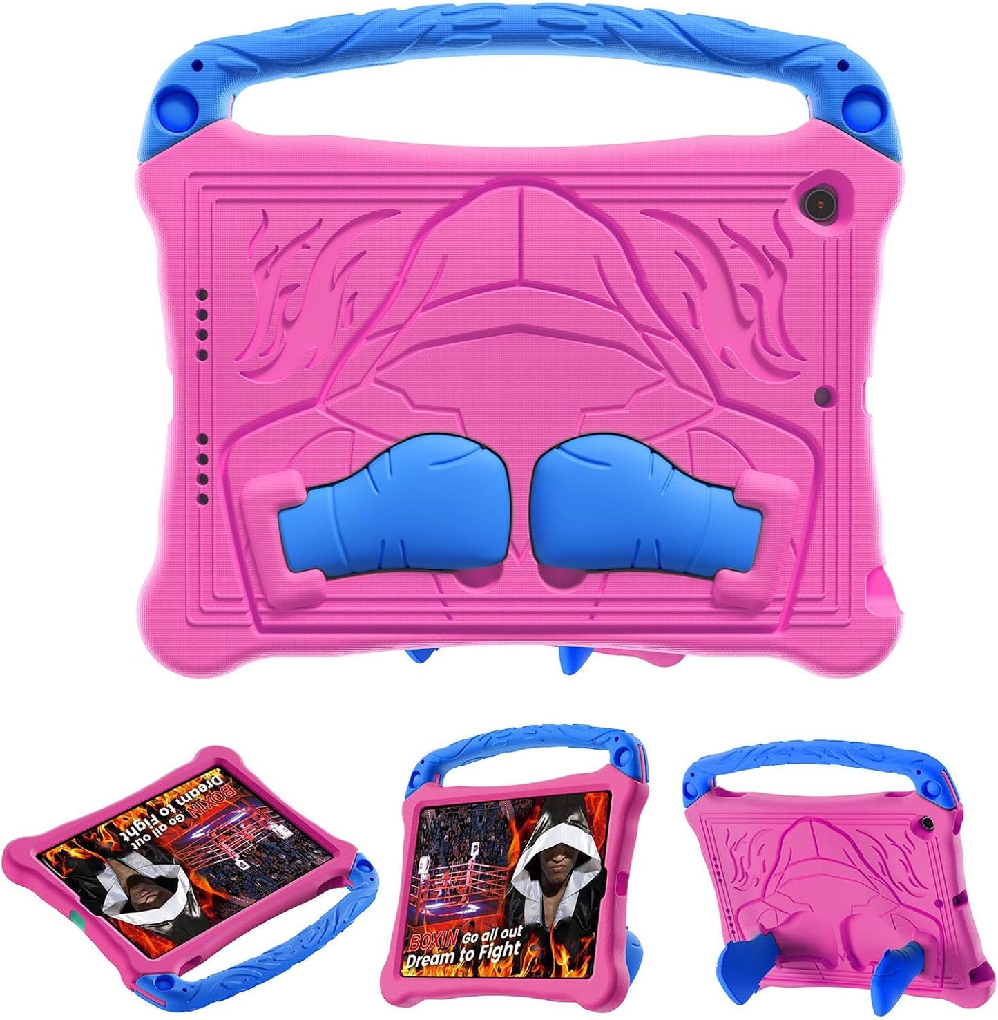 Dteck for iPad Air 3rd Generation and iPad Pro Case 10.5" 2019/2017 Release, Cute Boxing Shockproof Hard Case with Handle/Kickstand/Shoulder Strap, Protective Lightweight Kids-Friendly Cover, Rose