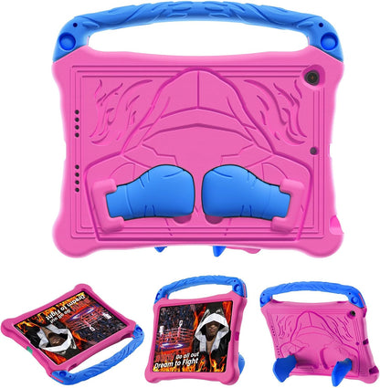 Dteck for iPad Air 3rd Generation and iPad Pro Case 10.5" 2019/2017 Release, Cute Boxing Shockproof Hard Case with Handle/Kickstand/Shoulder Strap, Protective Lightweight Kids-Friendly Cover, Rose