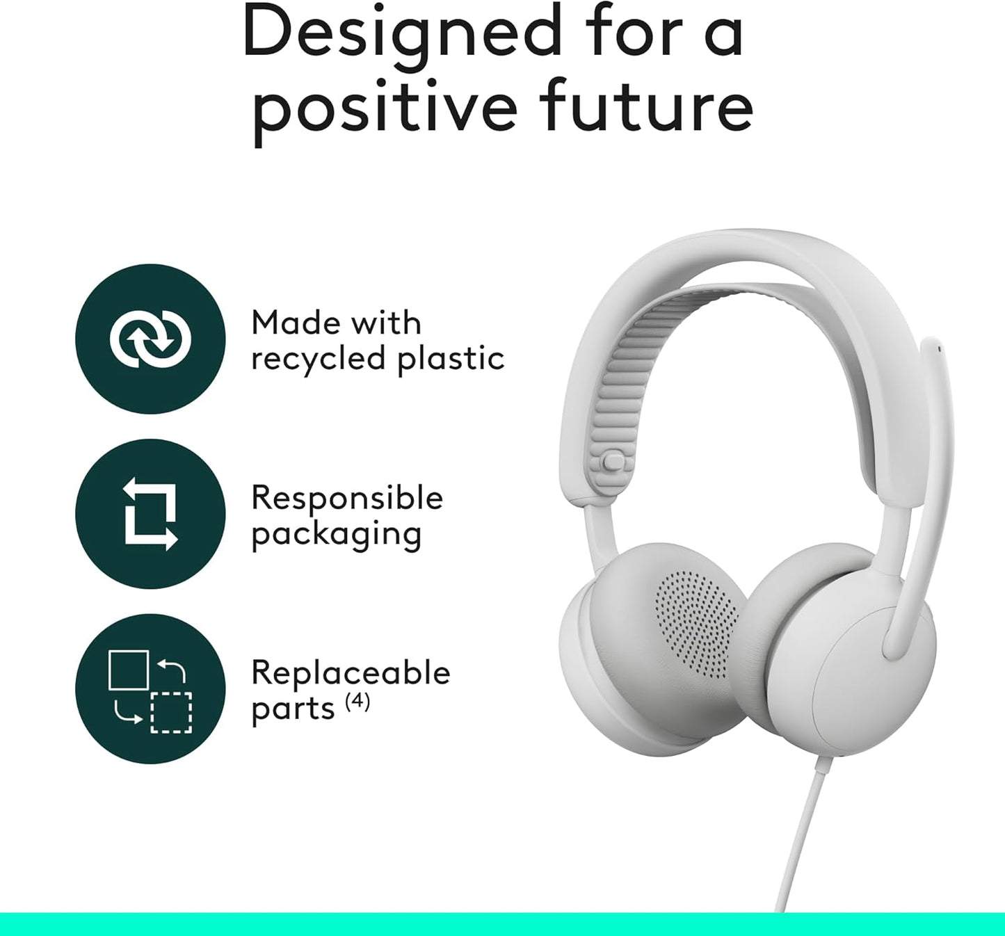 Logitech Zone Wired 2 - Noise-Canceling Headset with Adaptive Hybrid ANC, USB-C with USB-A Adapter - Off-White