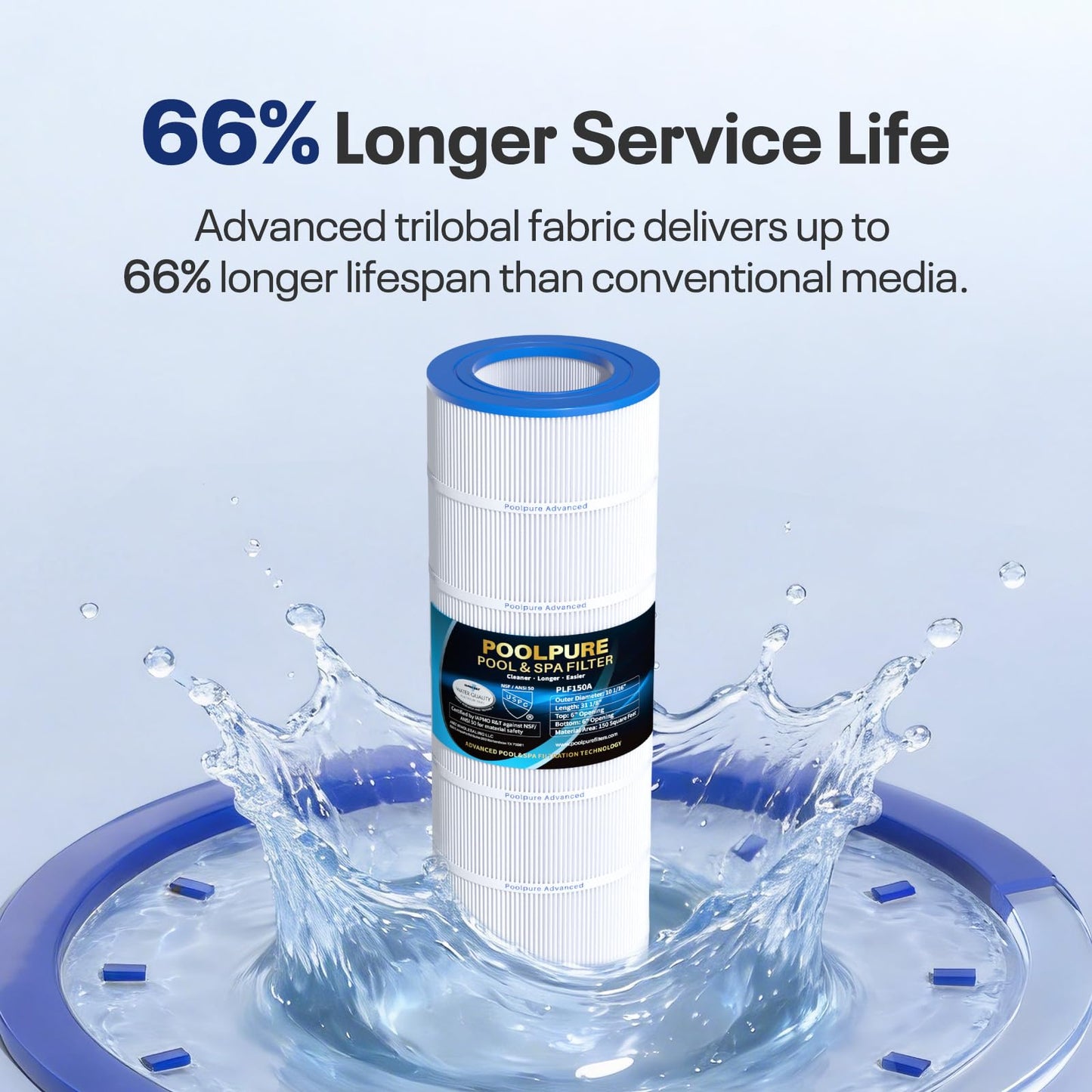 POOLPURE PLF150A Pool Filter Compatible with Pentair & Unicel