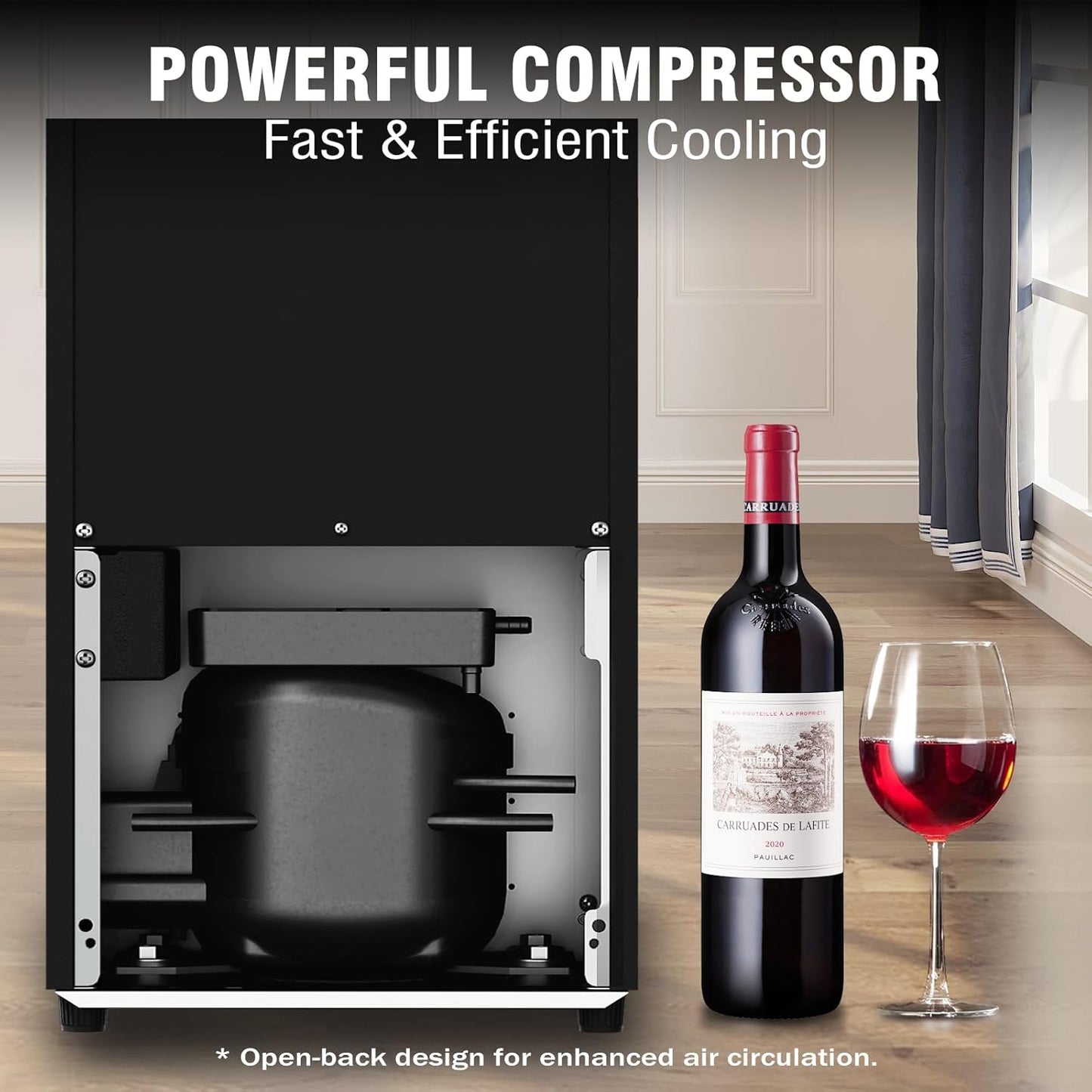 24 Bottle Mini Fridge, Small Freestanding Wine Cooler Refrigerator for Red and White with 40-66F Digital Temperature Control Glass Door
