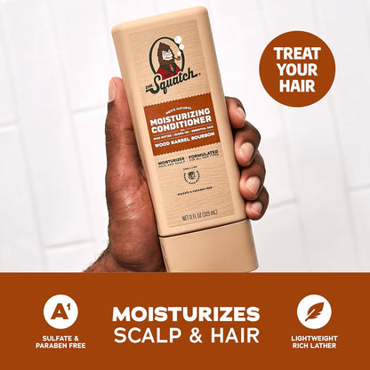 Dr. Squatch Men's Natural Shampoo and Conditioner Set – Sulfate & Paraben Free Natural Shampoo and Conditioner for Men – Scalp Nourishing Formula – Wood Barrel Bourbon (11 fl oz, 2-Pack)