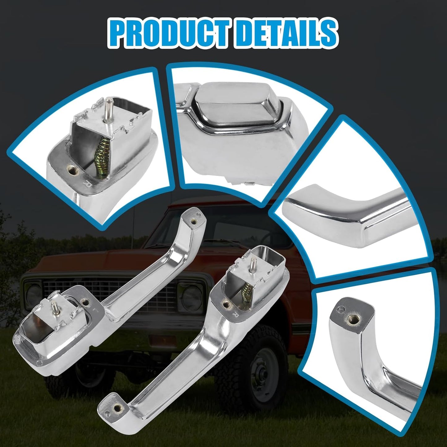 DICMIC Front Driver & Passenger Side Exterior Door Handle Compatible with 1967-1972 Chevrolet C/K 10 20 30 GMC C/K 15 25 35 1500 2500 3500 Blazer Jimmy Pickup Replace# 3927895, 3927899
