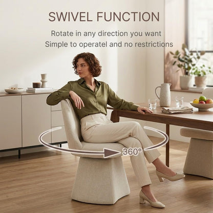 KISLOT Swivel Dining Chairs Set of 4, Upholstered Mid Century Modern Deskchair with High Back, Linen Fabric Kitchen Chairs for Dining Room, Bedroom, Dressing Room, Linen