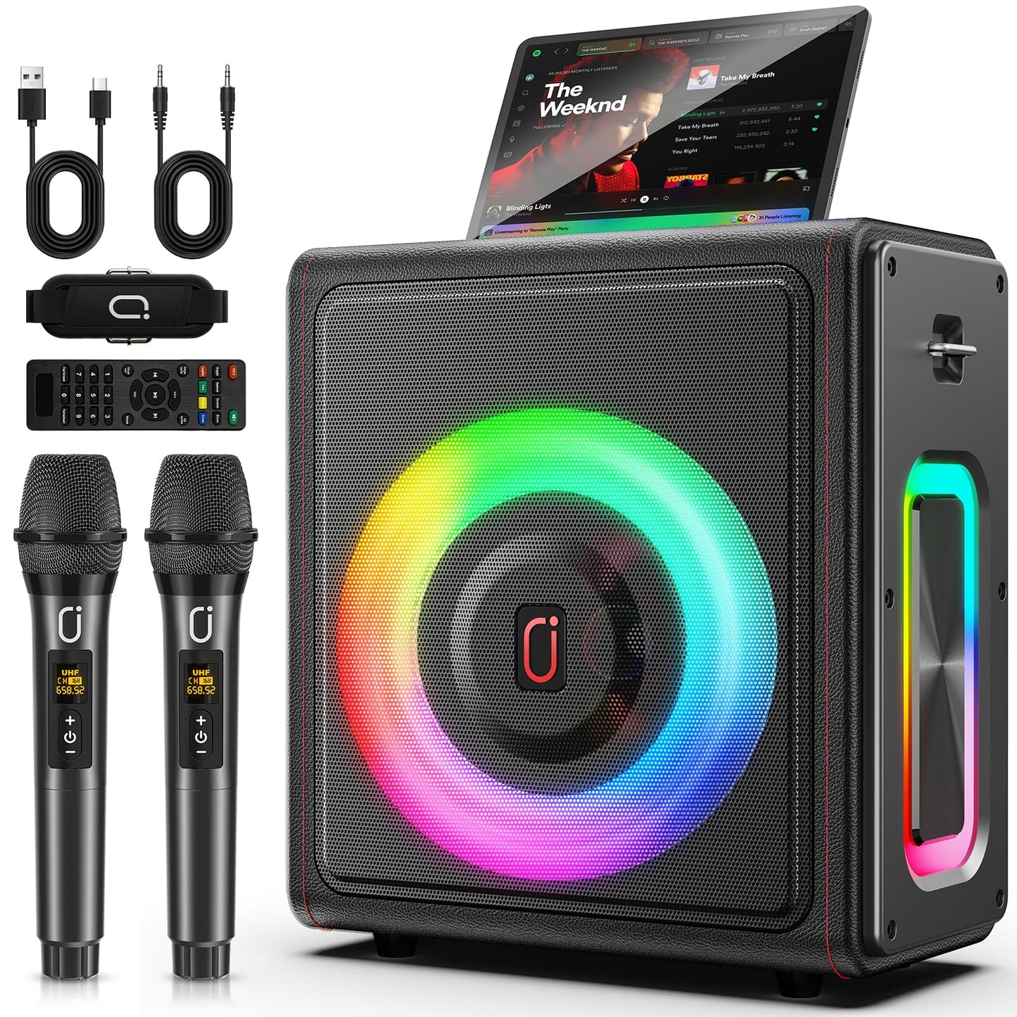PPMIC Karaoke Machine with Bluetooth 5.3 & 2 Microphones