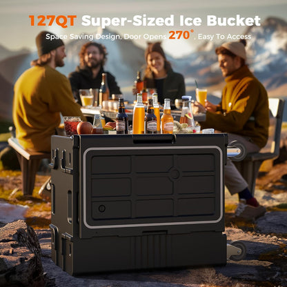 CAMMOO 127QT Non-Electrical Catering Food Warmers with Swivel Casters, 304 Stainless Steel Door Shaft & Nylon Latch, Insulated Food Carrier for 8 Full-Size Pans(NOT Included), Food Warmer Hot Boxes