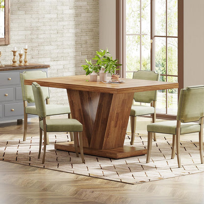 Tribesigns 47-Inch Dining Table for 4, Walnut Brown Kitchen Dinner Table with Heavy Duty Pedestal, Farmhouse Wooden Eating Table for Home, Dining Room, Small Space