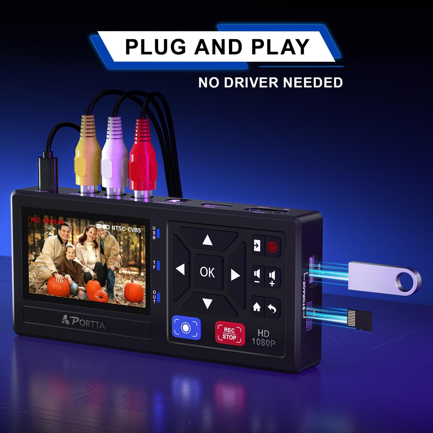 PORTTA VHS to Digital Converter with Remote - Video Recorder