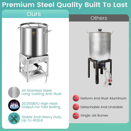 ARC 100QT Stainless Steel Seafood Boil Pot with 200,000BTU Propane Burner, w/Basket for Outdoor Deep Fryer-Large Cooking Pot for Turkey Fryer Crab Crawfish Shrimp Lobster Boiling Stock Pot