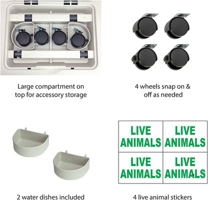 SportPet Designs Plastic Kennels Rolling Plastic Airline Approved Wire Door Travel Dog Crate, XXX-Large, Gray