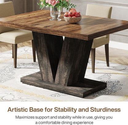 Tribesigns 47-Inch Dining Table for 4, Black Kitchen Dinner Table with Heavy Duty Pedestal, Farmhouse Wooden Eating Table for Home, Dining Room, Small Space, Black & Brown