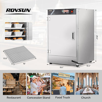 ROVSUN Hot Box Food Warmer Pizza Warmer w/Water Tray Removable Shelves, Hot Holding Cabinet Pretzel Warmer Commercial Electric Food Warmer Countertop for Restaurant Catering (5 Tier-Single Door)