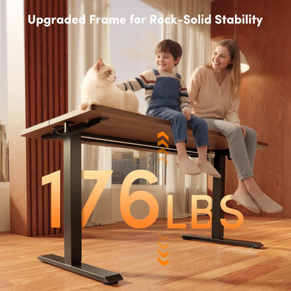 FEZIBO 40 x 24 Inchs Electric Standing Desk, Height Adjustable, Sit Stand Up, Computer Office Desk with Splice Board, Black Frame/Black Walnut Top