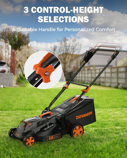 DOVAMAN LD40A 19" Cutting Deck Brushless Lawn Mower, 40V Powerful Cordless Lawn Mower, Effortless Single-Lever Height Adjustment, 3-Step Foldable Handle & Vertical Storage, 2-in-1 Mulching & Bagging