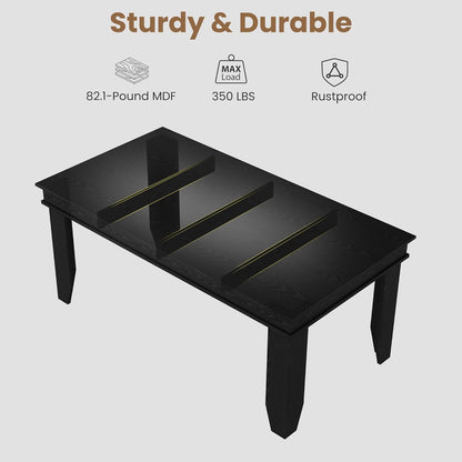 GarveeHome Farmhouse Dining Table for 6-8 People, 71 in Long Kitchen Tables with Wooden Sturdy Frame, 6 ft Large Rectangular Dinner Table for Dining Room, Kitchen, Black, 63" Non-extendable