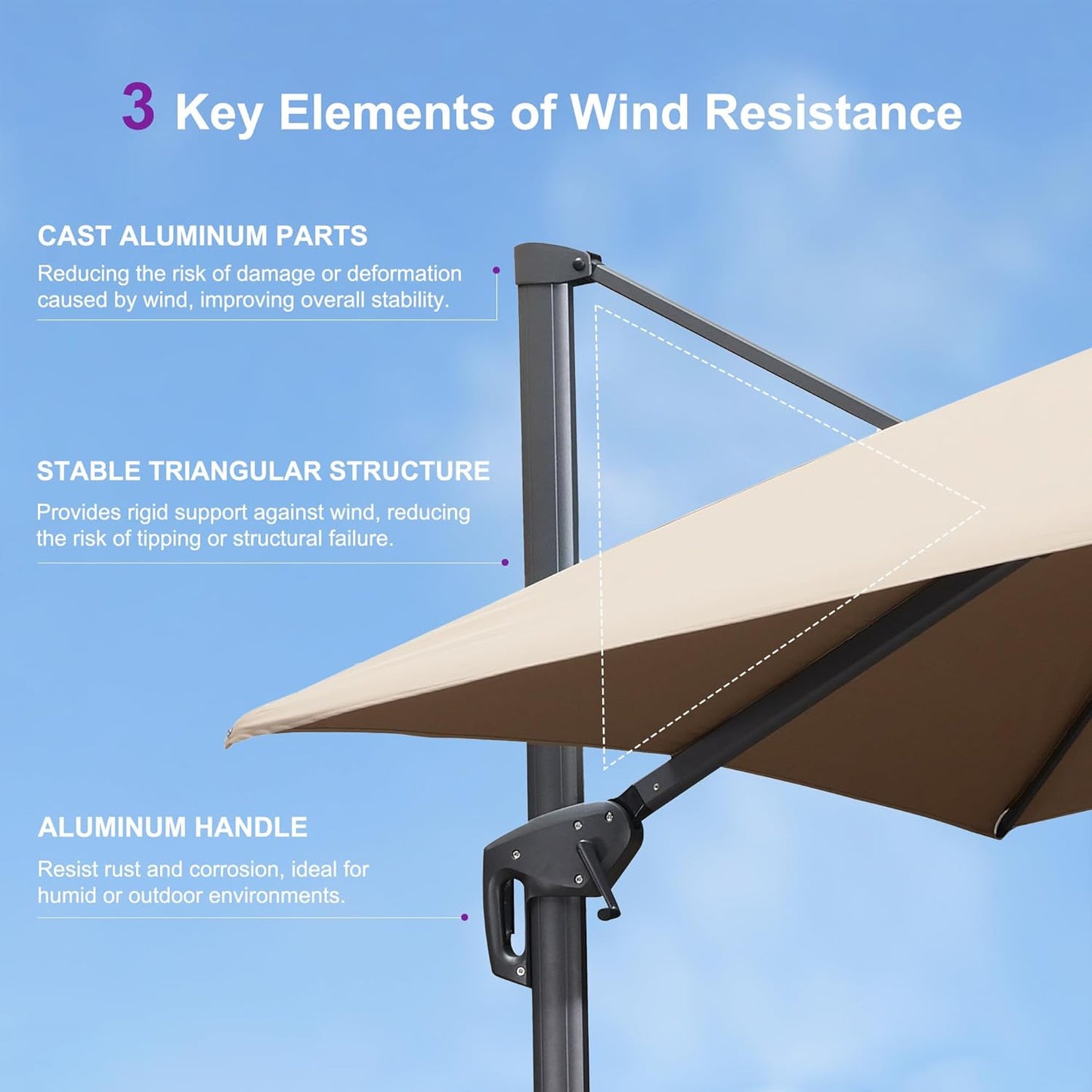 PURPLE LEAF 10' X 13' Cantilever Outdoor Umbrellas Large Patio Umbrella Hanging Double Top Rectangle Offset Umbrella with 360°Rotation Tilting Umbrella Outdoor Patio Taupe