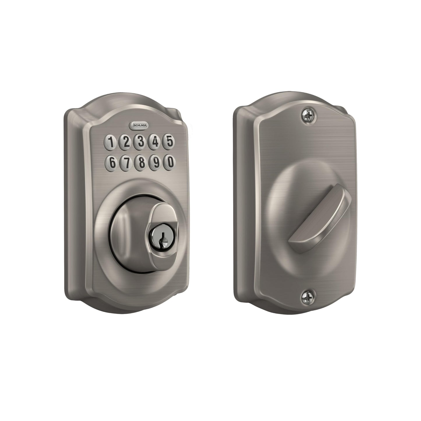 SCHLAGE Camelot Keypad Deadbolt Lock - Keyless Entry, Satin Nickel