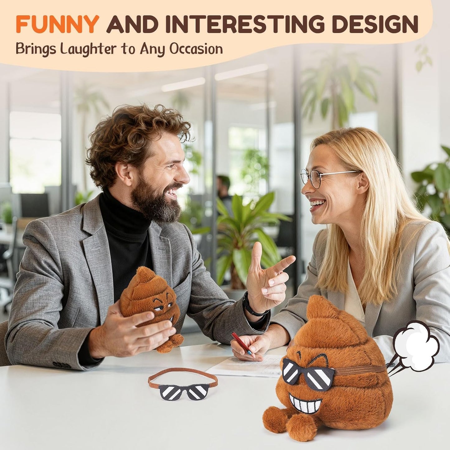 Farting Poop Plush Toy – Funny Poop Plush with 30 Hilarious Fart Sounds & Detachable Glasses, Perfect for Kids, Pets, Pranks, Gag Gifts, and Fun Decor for Home, Office & Parties