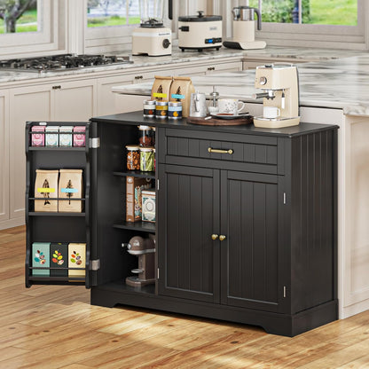 Gizoon Kitchen Sideboard Buffet Cabinet with Storage Small Coffee Bar Cabinet with Drawer, Kitchen Pantry Storage Cabinet with Door and Shelves for Bathroom and Living Room, Black
