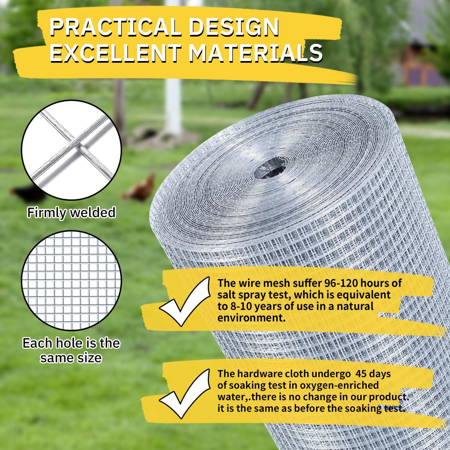 SANZEUS Hardware Cloth 1/2" 48"x100' 19 Gauge Chicken Wire