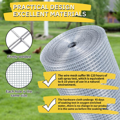 SANZEUS Hardware Cloth 1/2" 48"x100' 19 Gauge Chicken Wire
