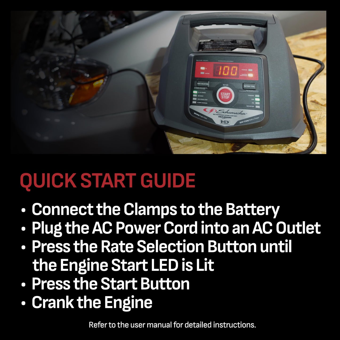 SCHUMACHER ELECTRIC 6A Car Battery Charger & 100A Engine Starter