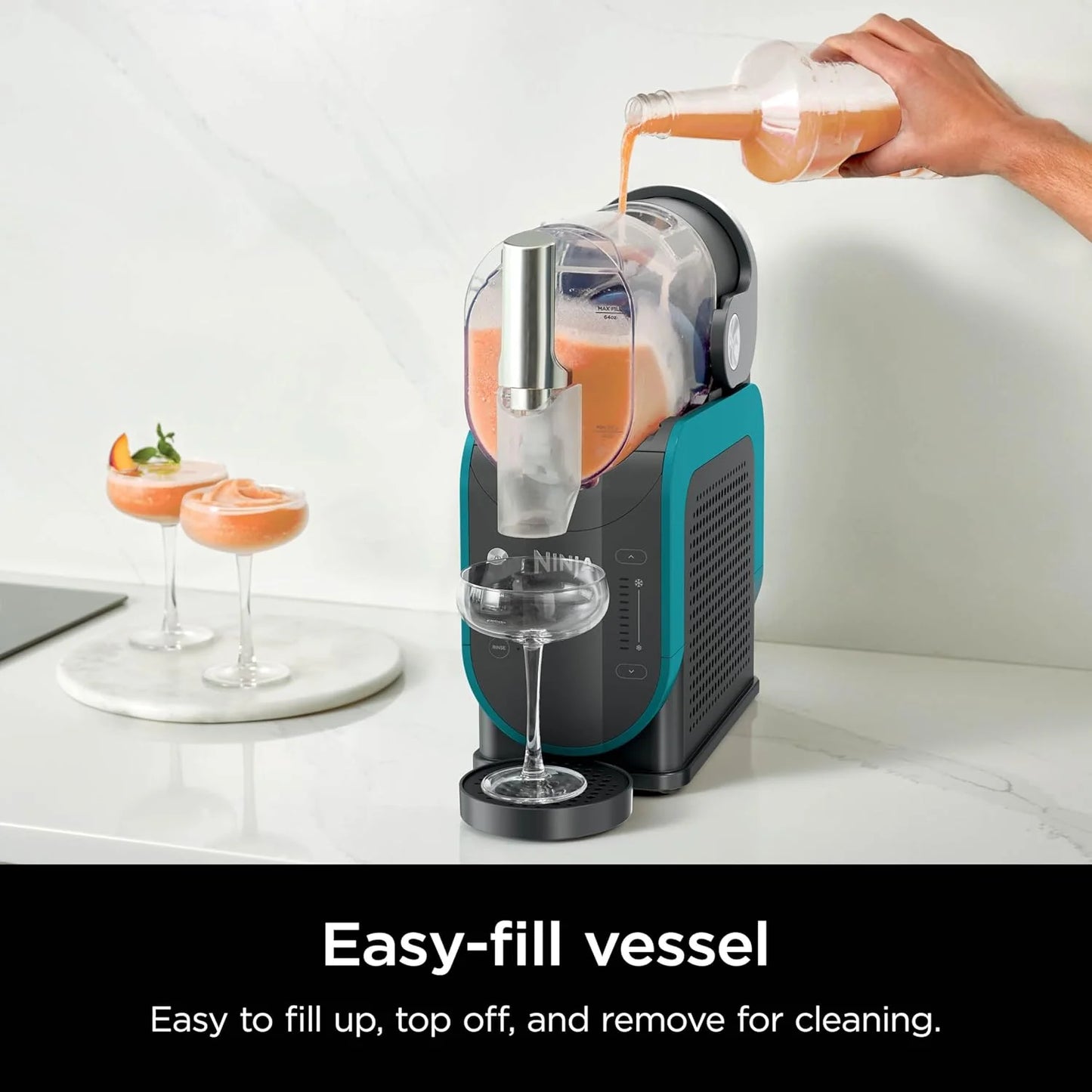 SLUSHi with RapidChill Technology, 88 oz. Frozen Drink & Slushie Machine, 5 Preset Programs, Margaritas, Frappés, and More, Premium Accents, Black, FS301