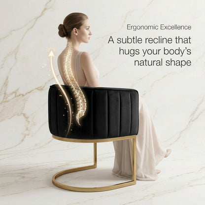 Hyfirm Black and Gold Barrel Dining Room Chairs Set of 4, Modern Velvet Upholstered Accent Chairs with Curved Back for Kitchen Island, Luxury Comfort Seating Cantilever Metal Frame