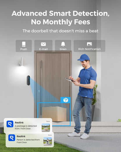 REOLINK 2K Battery Video Doorbell Camera with 150° View
