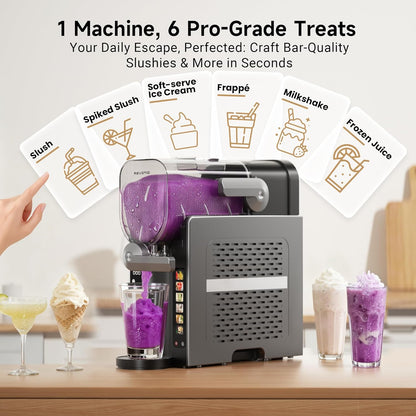 Slushie Machine for Home, 88 oz Slushy Machine, No Ice Needed Frozen Drink Maker with 6 Presets, Quiet, Auto-Clean, LED Display, Black, Perfect for Margaritas, Frappés, Milkshakes and More