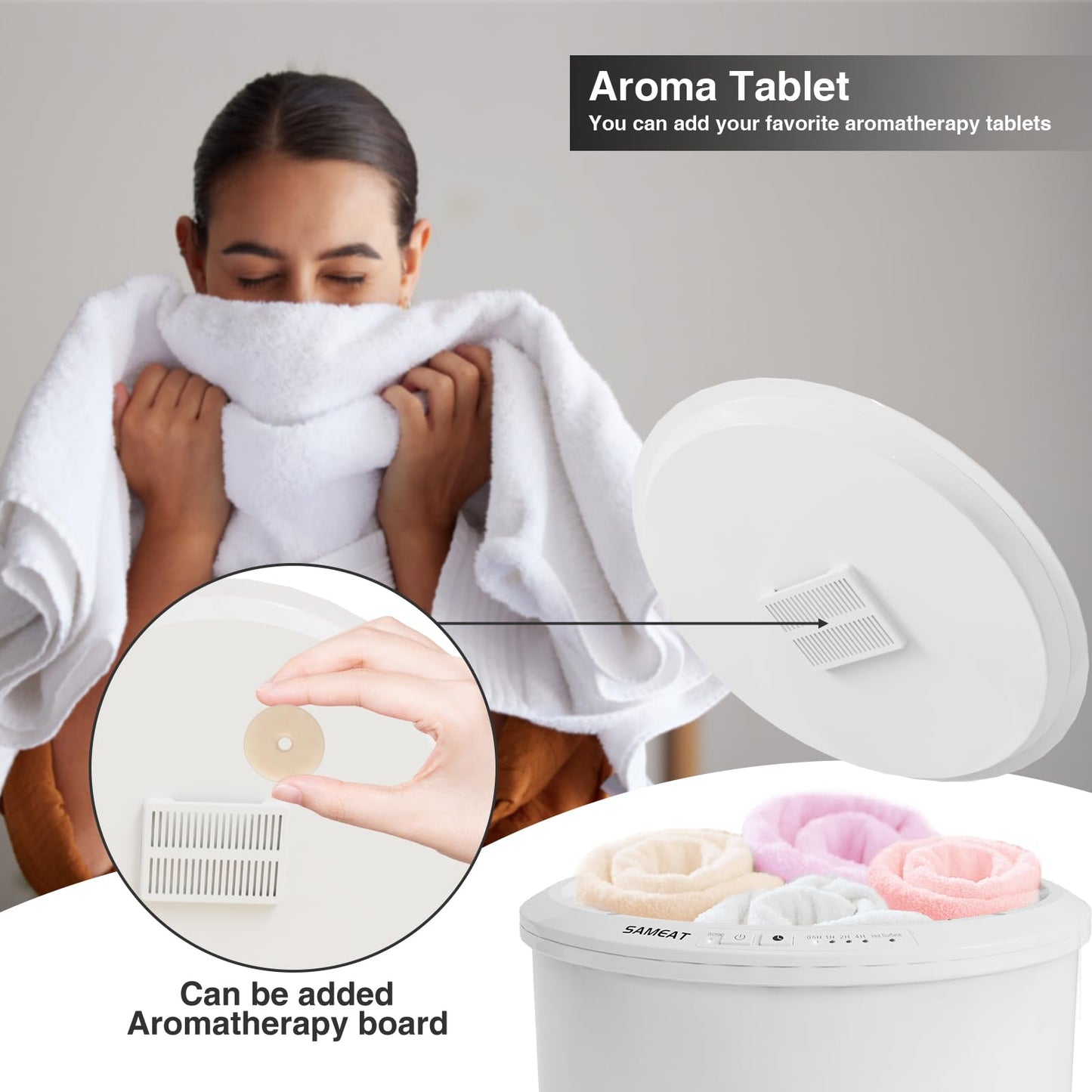 SAMEAT Heated Towel Warmer Bucket with Wood Handle
