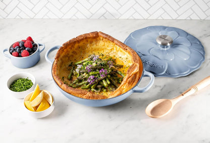 Le Creuset Enameled Cast Iron Signature Petal Braiser, 2.25 qt., Coastal Blue w/Stainless Steel Knob