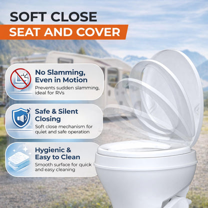 SEAFLO RV Toilet - Residential Height, Gravity Flush, Soft Close