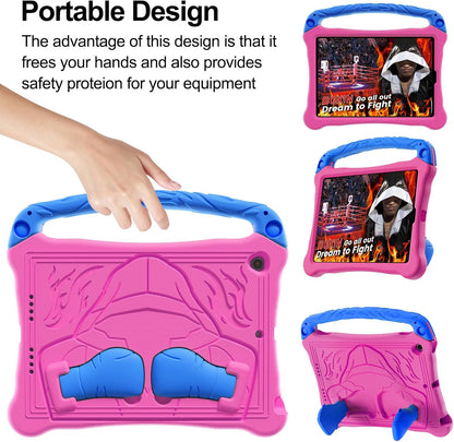 Dteck for iPad Air 3rd Generation and iPad Pro Case 10.5" 2019/2017 Release, Cute Boxing Shockproof Hard Case with Handle/Kickstand/Shoulder Strap, Protective Lightweight Kids-Friendly Cover, Rose