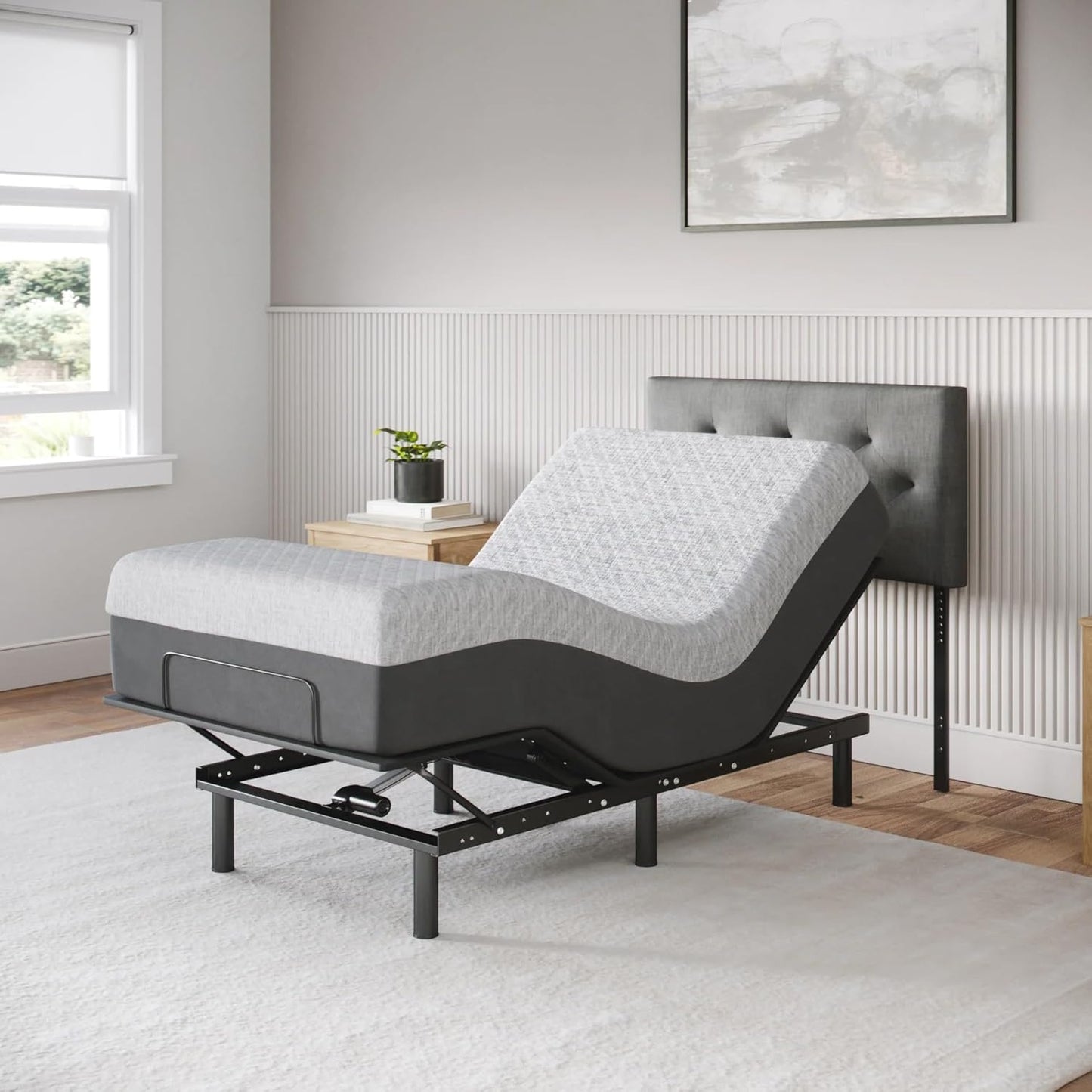 Celestial Aurora Adjustable Bed Base (Frame) + 8 inch Gel Memory Foam Mattress (Firm), Easy Assembly, Head and Foot Lift, Zero Gravity, Memory Positions, CertiPUR-US Bed - TwinXL