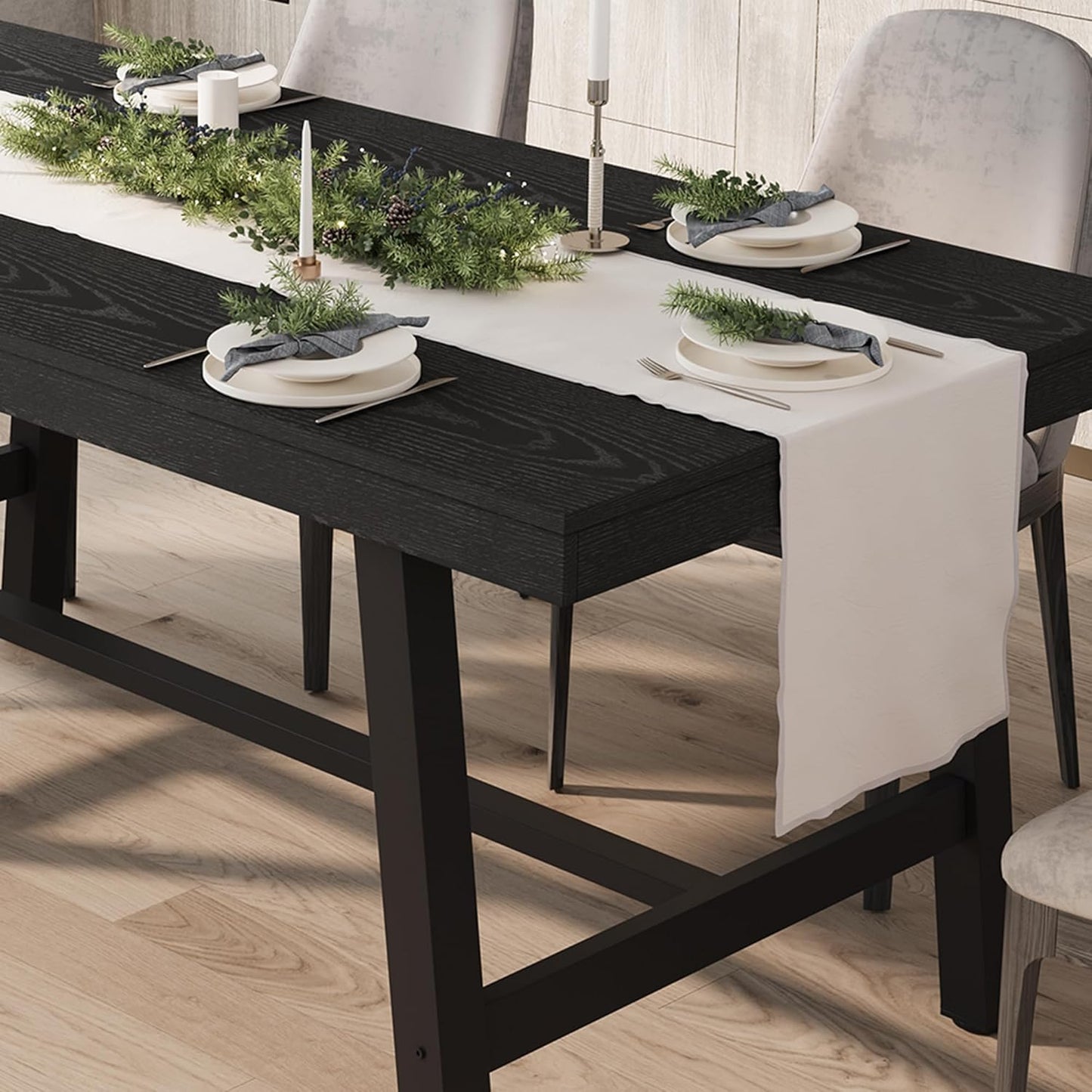 GarveeHome Industrial Dining Table for 6-8 People, 70.87" Long Large Kitchen Table with Sturdy Metal Frame, Rectangular Counter for Dinner, Kitchen, Dining Room (Black, 71" Non-extendable)