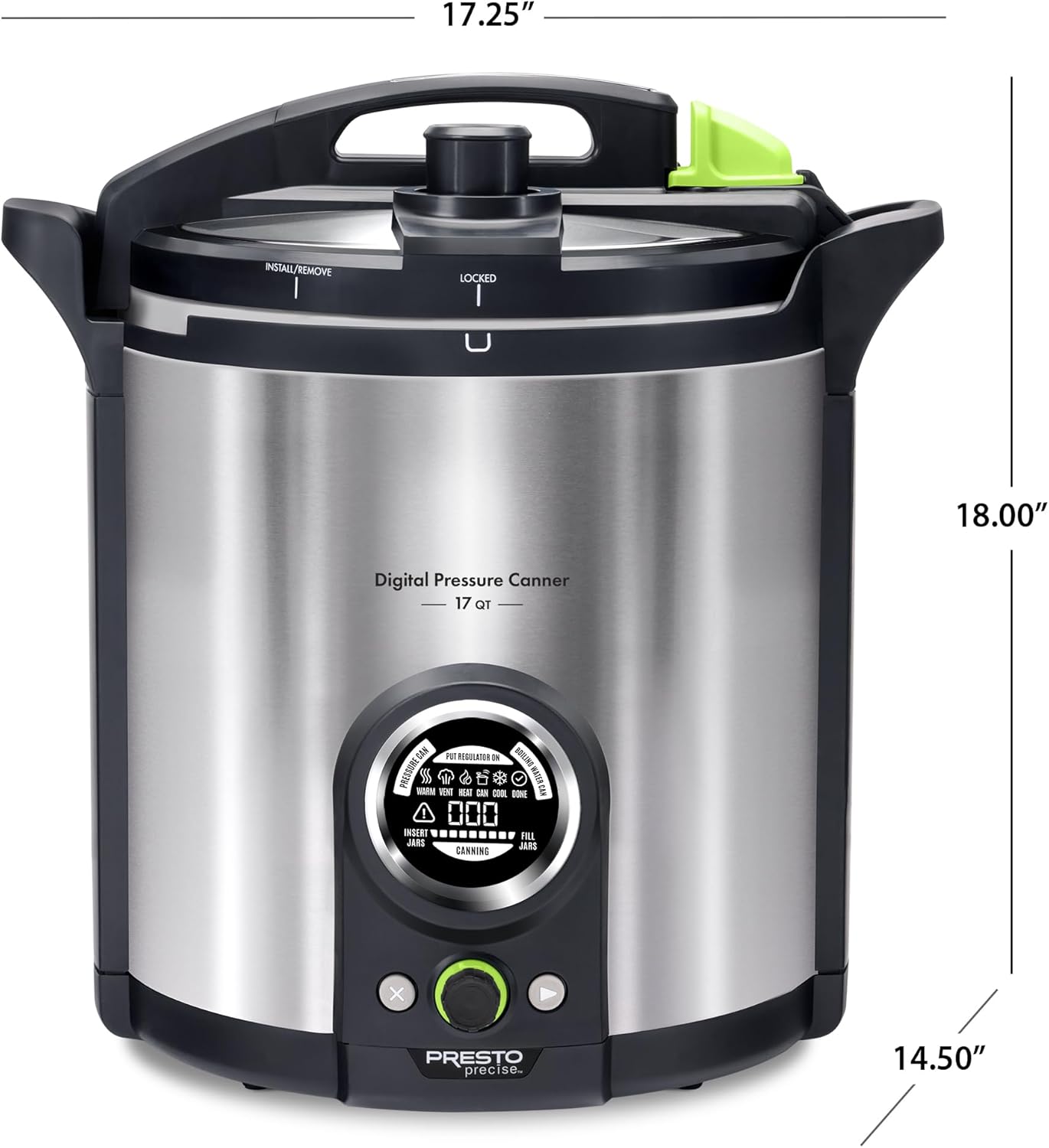 Presto 02152 17-Quart Digital Pressure Canner - Digital Display, Waterbath Capable, 10 Built-In Safety Features, Recipe Book, Stainless Steel