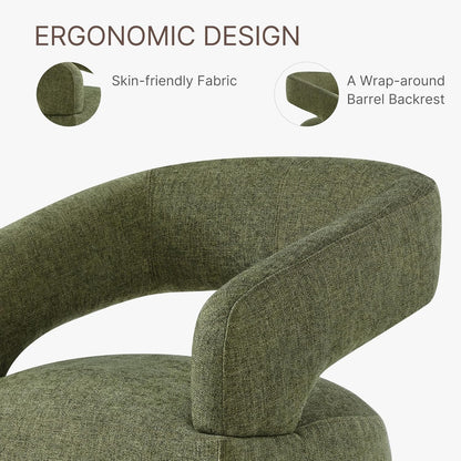 KISLOT Upholstered Dining Chairs with Casters, Modern Barrel Side Armchair with Rollers for Dining Room, Bedroom, Kitchen, Reading Room, Green, Set of 4