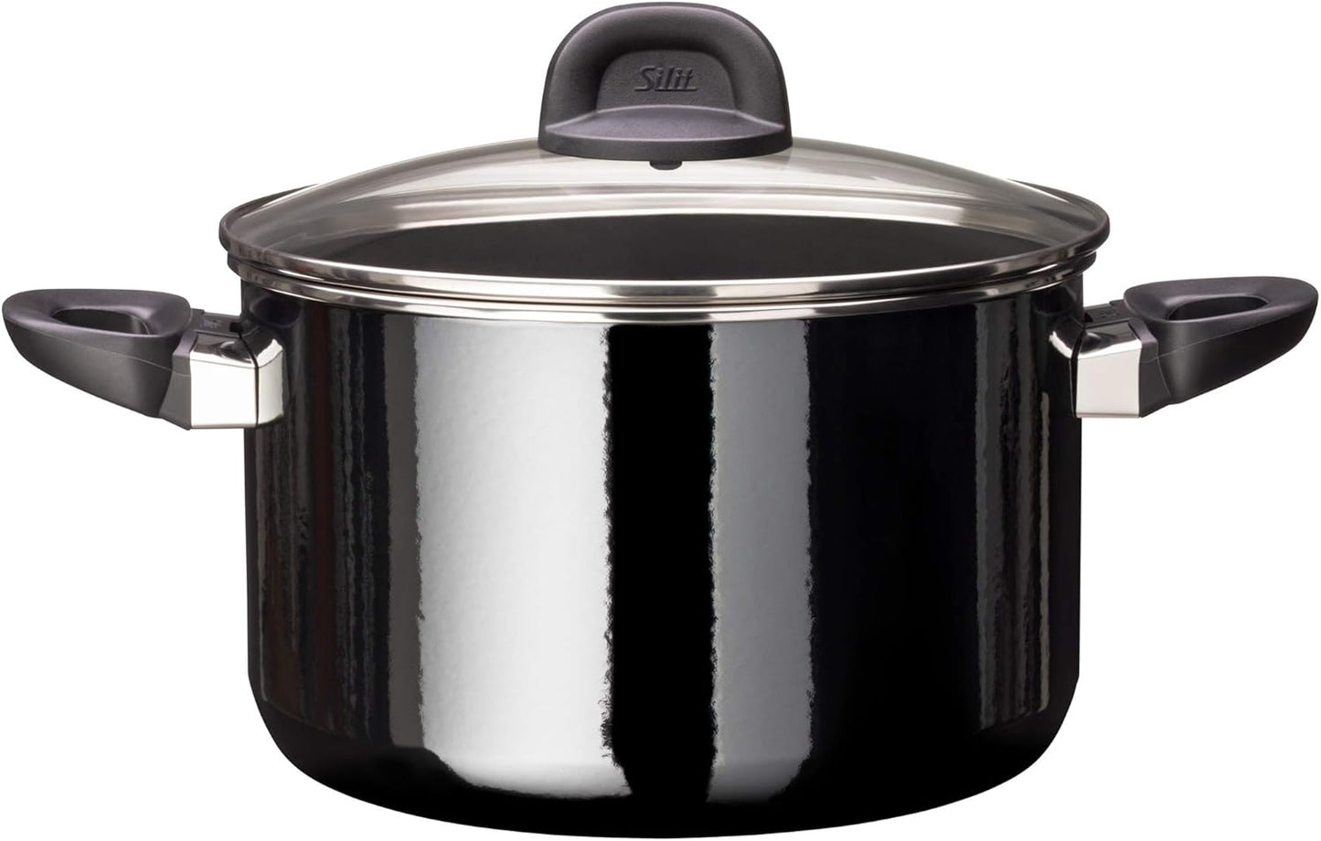 Silit Modesto Line 4-Piece Saucepan Set with Glass Lids Silargan Functional Ceramic Induction Saucepan Black
