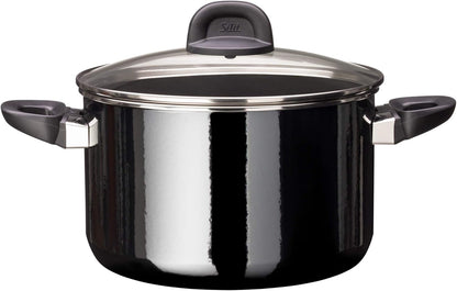 Silit Modesto Line 4-Piece Saucepan Set with Glass Lids Silargan Functional Ceramic Induction Saucepan Black