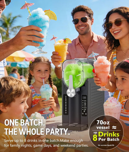 BKPPM Slushie Machine: No Ice Needed Slushy Machine for Home, 6 Preset, Real-Time Temp Display, Auto-Clean | Frozen Margaritas, Cocktails, Frappés, Ice Cream, Smoothies, Milkshakes,Summer Parties