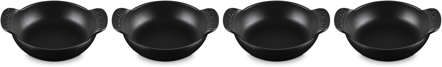 Le Creuset Enameled Cast Iron Gourmand Collection Set of 4 Mini Round Braiser,.3 qt., Matte Black