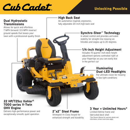 Cub Cadet Ultima ZTS1 42-in Fabricated Deck Zero-Turn Riding Mower – 22-HP V-Twin Kohler 7000 Series Engine – Dual Hydro Drive