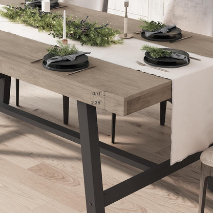 GarveeHome Industrial Dining Table for 4-6 People, 63 in Long Wooden Kitchen Table with Sturdy Metal Frame & Grey Finish - Seats 4 Rectangular Counter for Dinner, Kitchen, Dining Room - Grey