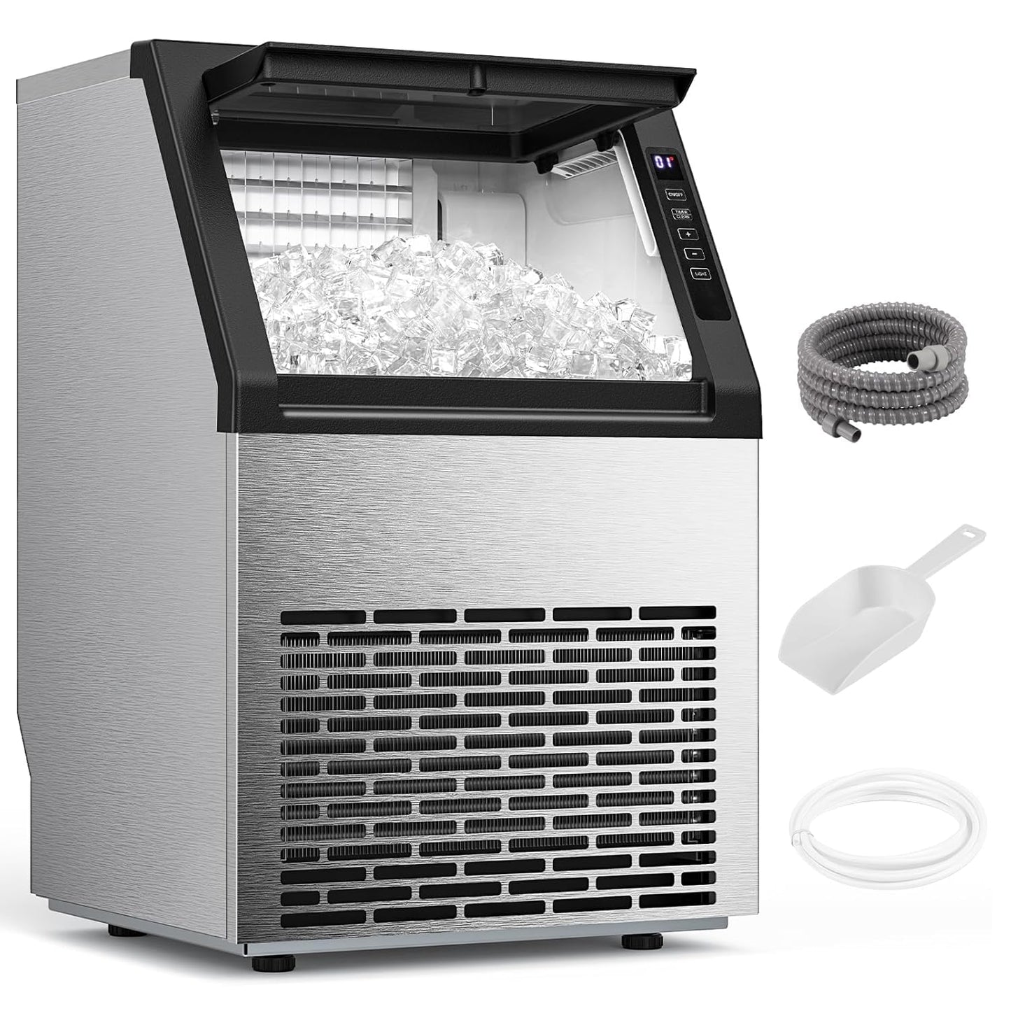 COWSAR Commercial Ice Maker Machine, Self-Cleaning Ice Machine for Home, Bar, Restaurant, Office and Outdoor .80Lbs/24H Freestanding Undercounter Ice Maker with 24Lbs Storage Capacity