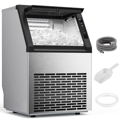 COWSAR Commercial Ice Maker Machine, Self-Cleaning Ice Machine for Home, Bar, Restaurant, Office and Outdoor .80Lbs/24H Freestanding Undercounter Ice Maker with 24Lbs Storage Capacity